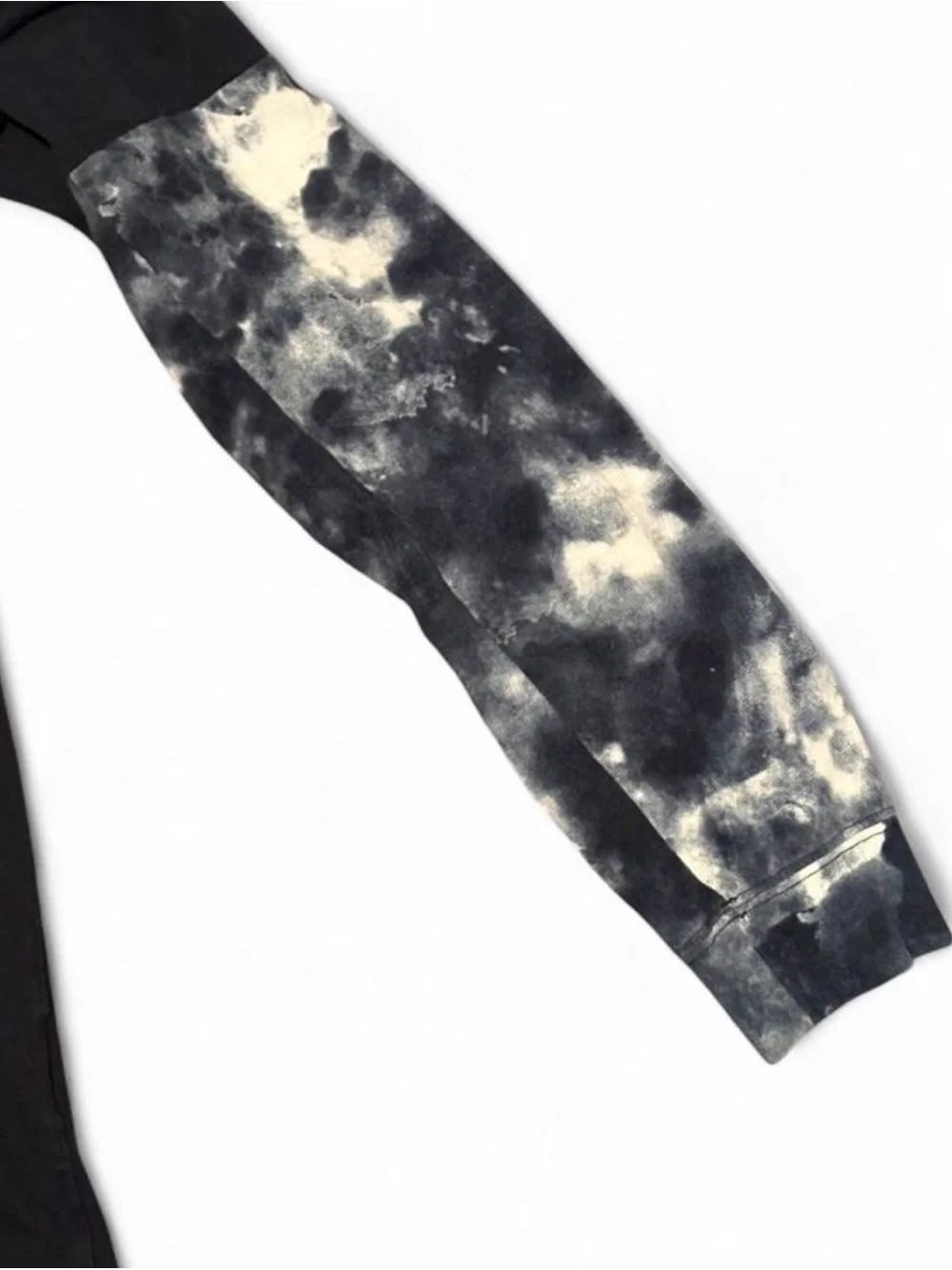 Jordan Black Tee with Black-and-White Tie-Dye Sleeves